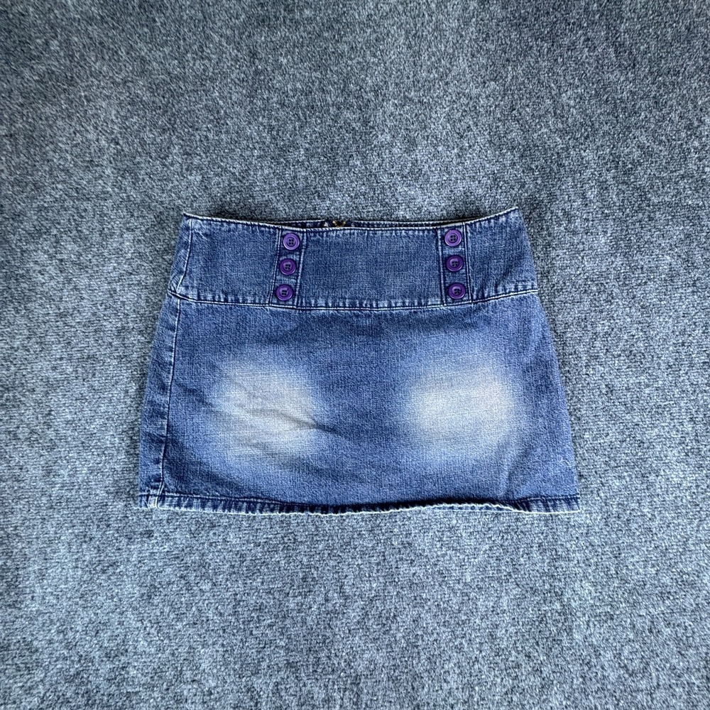 Anchor Blue Mini Skirt Womens 30x13 Medium Wash Denim Cotton Back Zip Casual